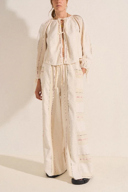 Men's robes with a concealed zipper​Delian Cream Boucle Stripe Jacket