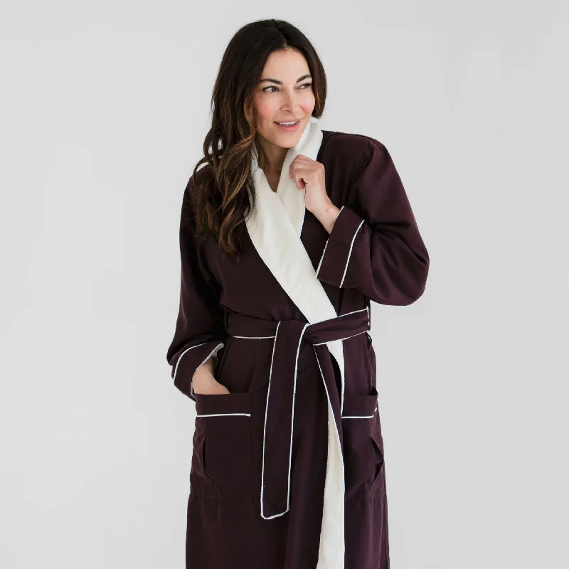 Men's robes with a thermal - regulating fabric​Deluxe Plush Spa Robe - Chocolate