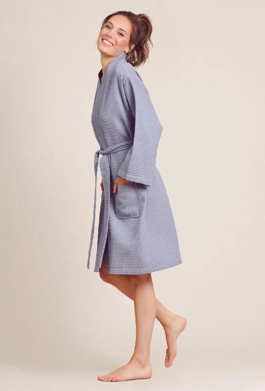 Men's robes with a monogrammed detailGray Kimono Waffle Robe - Women's Bath SPA Robe - Lightweight Cotton & Polyester Blend Men's robes with a monogrammed detailGray Kimono Waffle Robe - Women's Bath SPA Robe - Lightweight Cotton & Polyester Blend