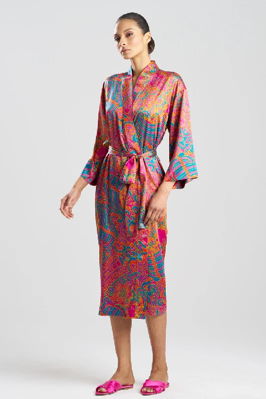 Men's robes with a detachable belt​Kaleidoscope Satin Robe