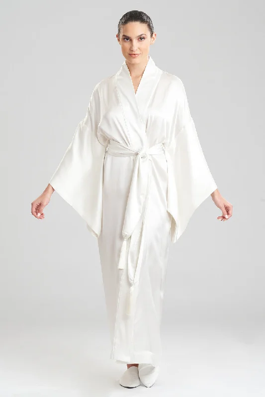 Men's robes with a stand - up collar​Key Essentials Silk Kimono Robe