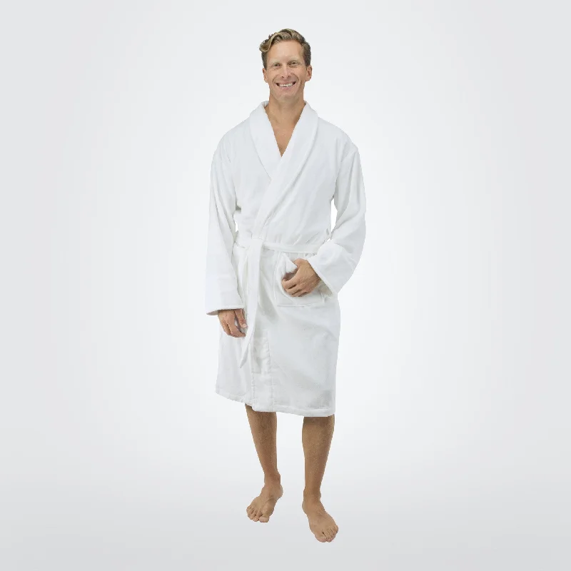 Men's Terry Velour Shawl Collar Bathrobe