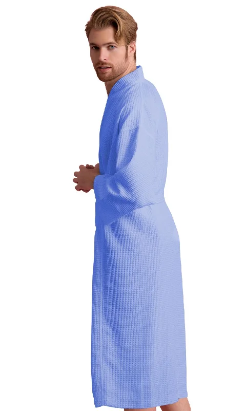 Men's Waffle Kimono Light Blue Robe