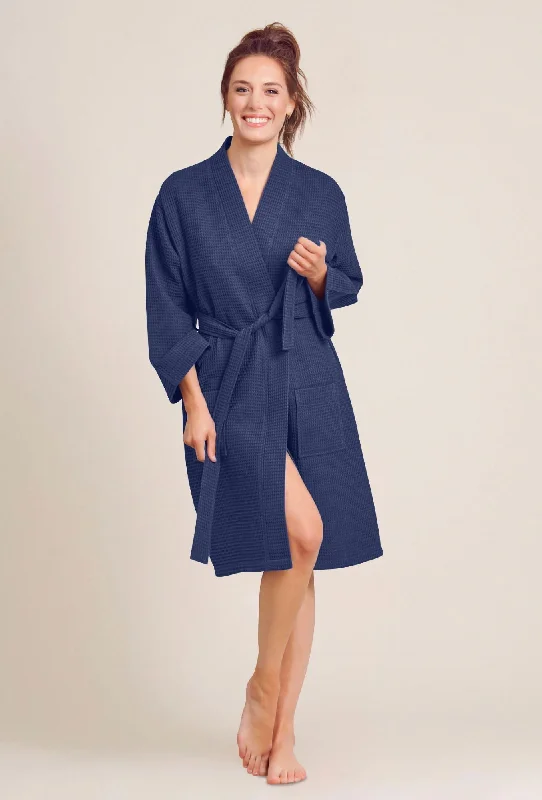 Men's robes for formal occasionsNavy Kimono Waffle Robe - Women's Bath SPA Robe - Lightweight Cotton & Polyester Blend Men's robes for formal occasionsNavy Kimono Waffle Robe - Women's Bath SPA Robe - Lightweight Cotton & Polyester Blend