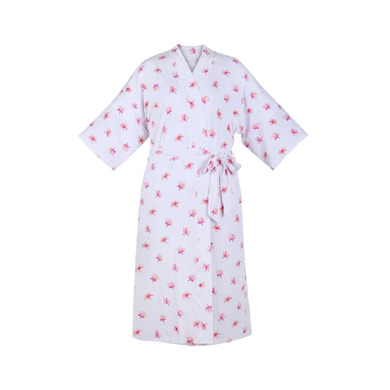 Men's robes with a waxed - cotton exterior​Plumeria Bamboo Mama Robe