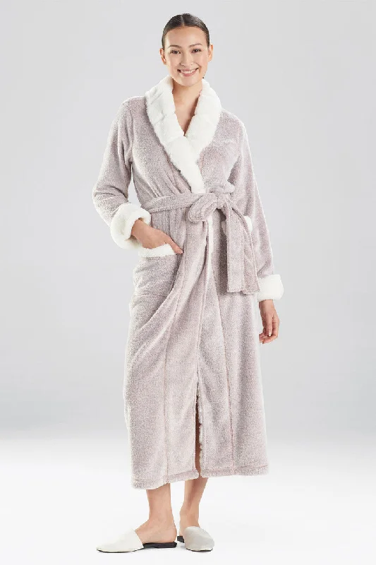 Men's robes with a drawstring waist for adjustability​Plush Faux Fur Robe