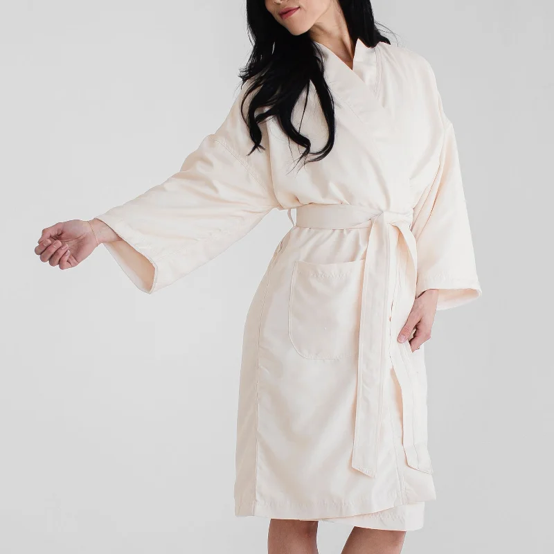 Men's robes with a snap - front closure​Kimono Plush Spa Robe - Ivory