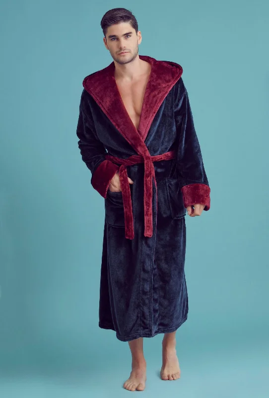 Men's sleep robes with a relaxed fitHooded Shower Robe ? Polyester Full-Length Warm Kimono Men's sleep robes with a relaxed fitHooded Shower Robe ? Polyester Full-Length Warm Kimono