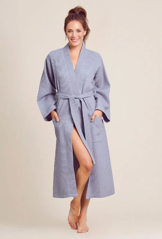 Men's cotton robes with a classic stripe patternWomen's Long Waffle Kimono Gray Robe Men's cotton robes with a classic stripe patternWomen's Long Waffle Kimono Gray Robe