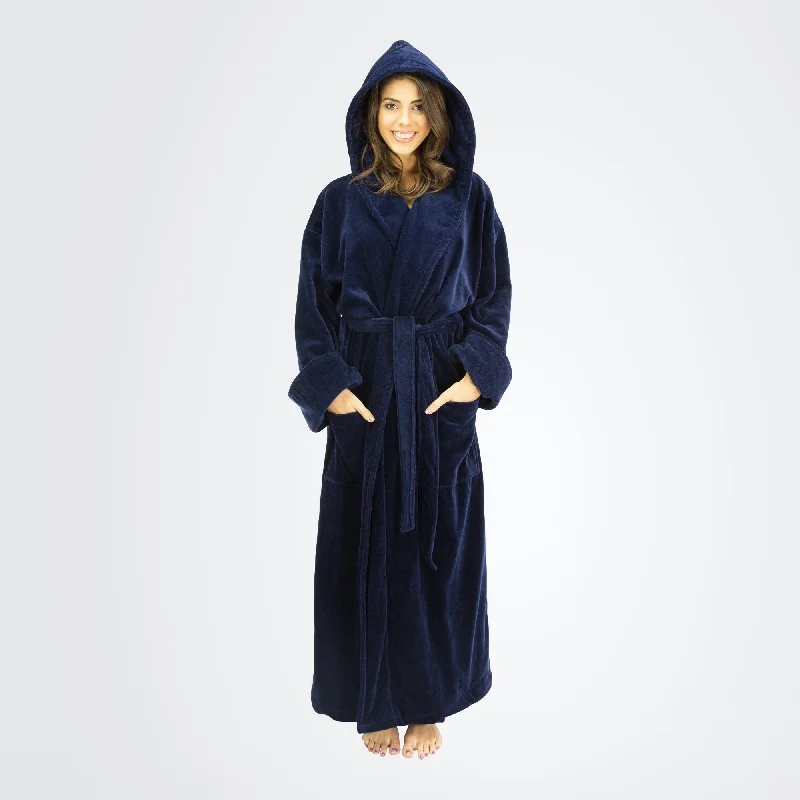Men's beach robes with a quick - drying fabric​Women's Terry Velour Hooded Bathrobe