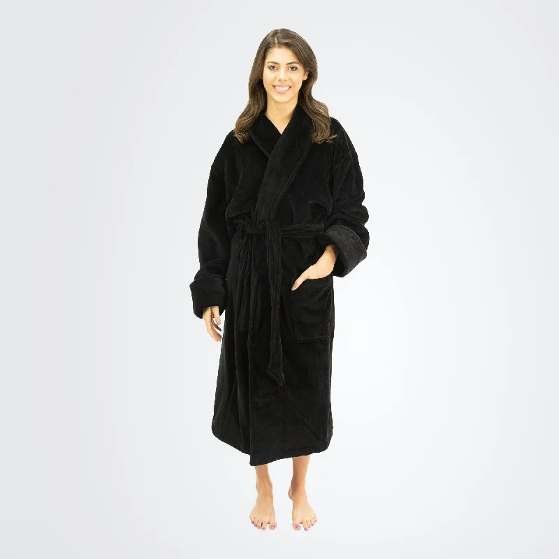 Men's robes with a quilted pattern​Women's Terry Velour Shawl Collar Bathrobe