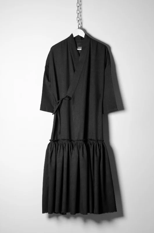 Men's cotton robes with a classic stripe pattern​Wrap Effect Bisht