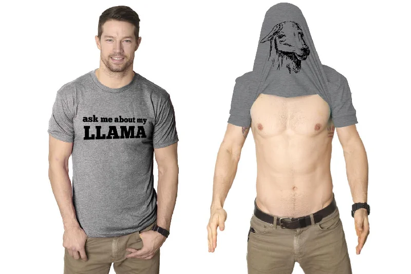 Men's long - sleeve henley t - shirts with button - down placketsAsk Me About My Llama Flip Men's T Shirt Men's long - sleeve henley t - shirts with button - down placketsAsk Me About My Llama Flip Men's T Shirt