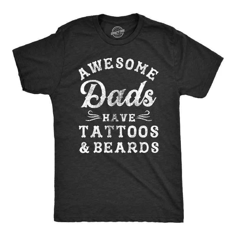Men's button - front t - shirts with a unique artistic printAwesome Dads Have Tattoos And Beards Men's T Shirt Men's button - front t - shirts with a unique artistic printAwesome Dads Have Tattoos And Beards Men's T Shirt