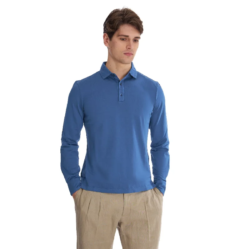 Men's reversible polo shirts with two different looksBLUETTE LONG SLEEVE POLO