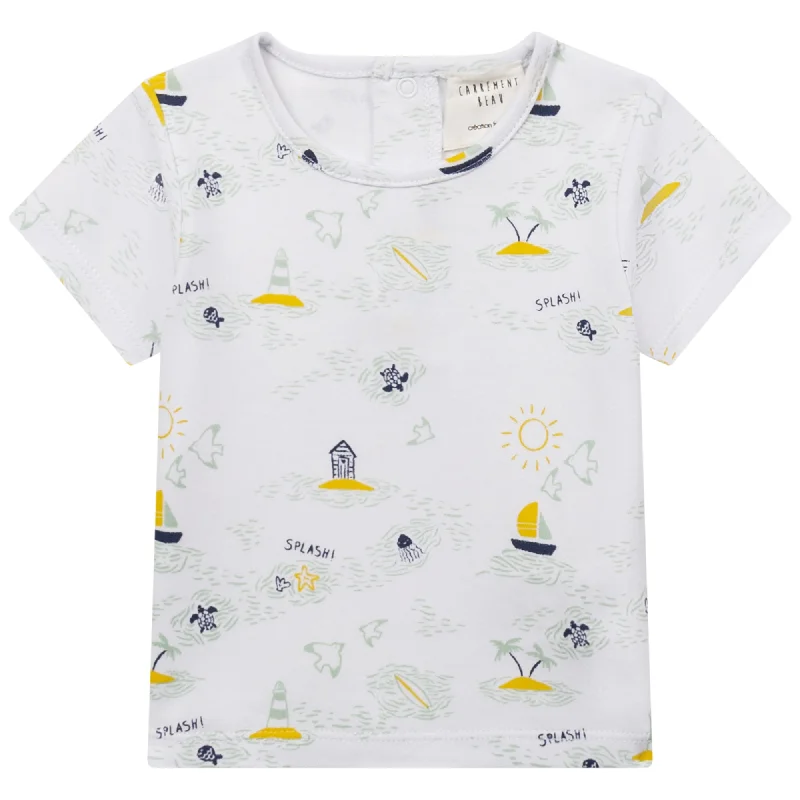 Men's tie - dye t - shirts with a bohemian styleCarrément Beau Short Sleeves Tee Shirt Summer Infant White