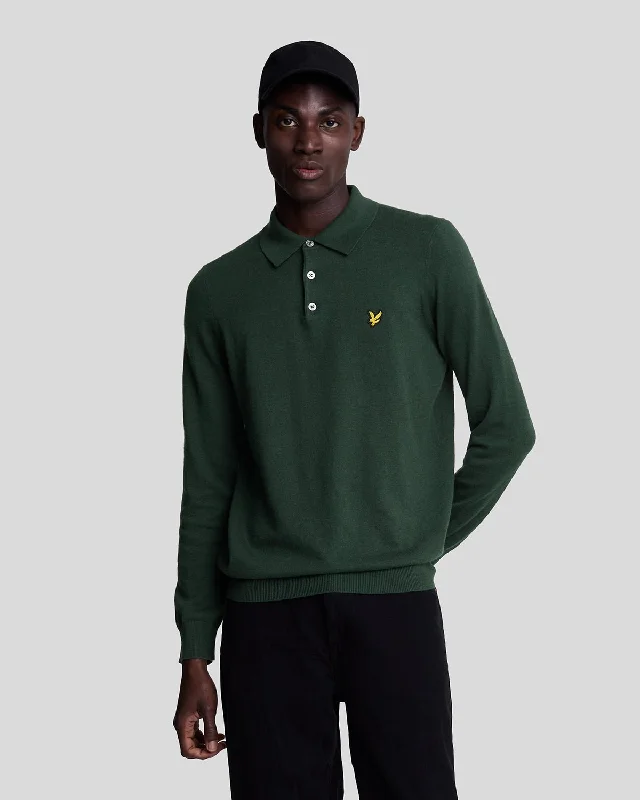 Men's two - tone stripe polo shirts with a preppy styleCotton Merino Long Sleeve Knitted Polo Shirt Men's two - tone stripe polo shirts with a preppy styleCotton Merino Long Sleeve Knitted Polo Shirt
