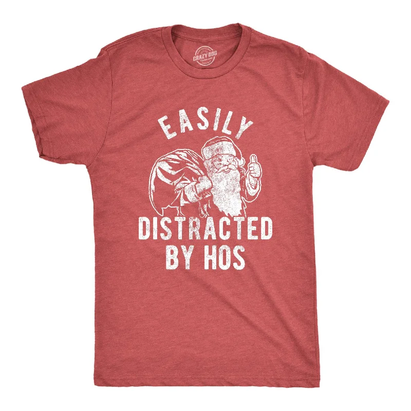 Men's button - front t - shirts with a unique artistic printEasily Distracted By Hos Men's T Shirt Men's button - front t - shirts with a unique artistic printEasily Distracted By Hos Men's T Shirt