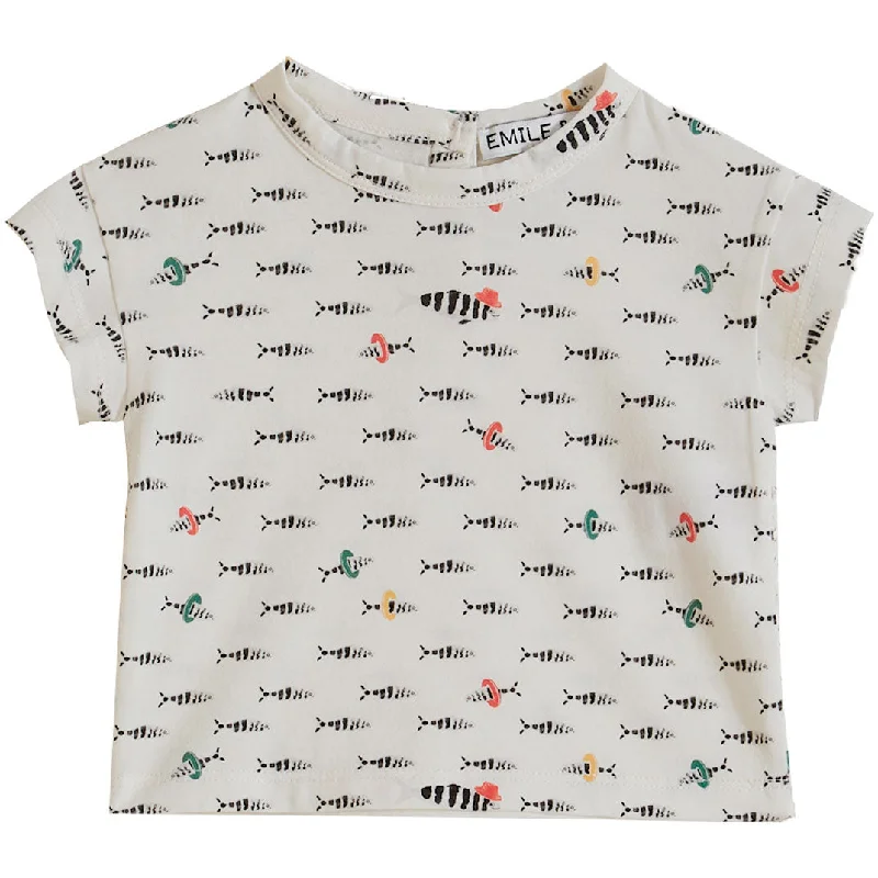 Men's button - front t - shirts with a unique artistic printEmile et Ida Tee Shirt Ecru Poisson Men's button - front t - shirts with a unique artistic printEmile et Ida Tee Shirt Ecru Poisson