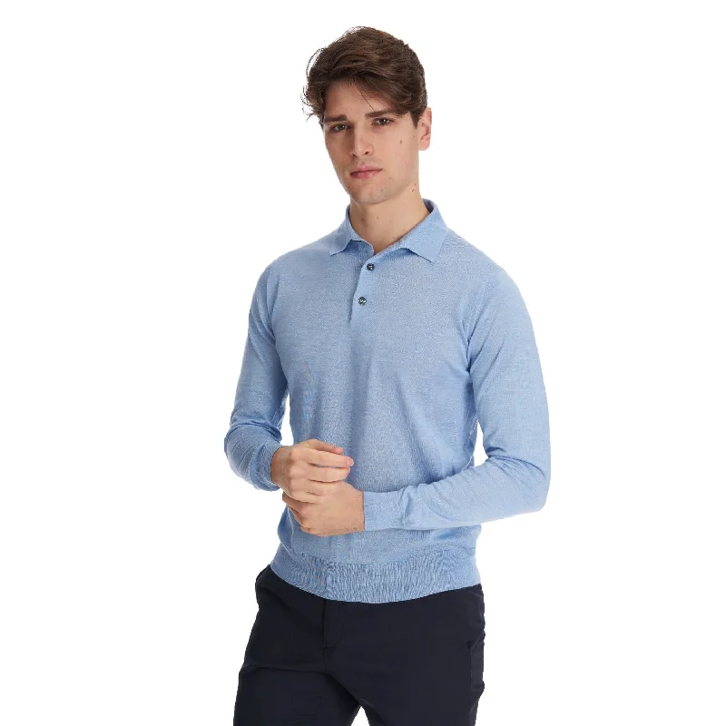 Men's reversible polo shirts with two different looksLIGHT BLUE POLO SHIRT