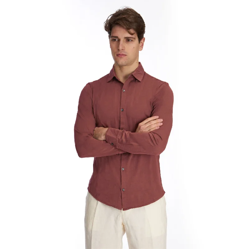 Men's two - tone stripe polo shirts with a preppy styleLIGHT BROWN POLO SHIRT