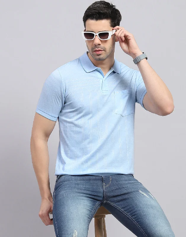 Men's vintage - inspired retro polo shirts with unique patternsMen Blue Printed Polo Collar Half Sleeve T-Shirt Men's vintage - inspired retro polo shirts with unique patternsMen Blue Printed Polo Collar Half Sleeve T-Shirt
