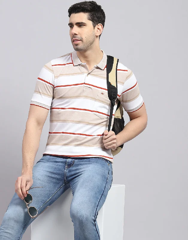 Men's reversible polo shirts with two different looksMen Brown Stripe Polo Collar Half Sleeve T-Shirt Men's reversible polo shirts with two different looksMen Brown Stripe Polo Collar Half Sleeve T-Shirt