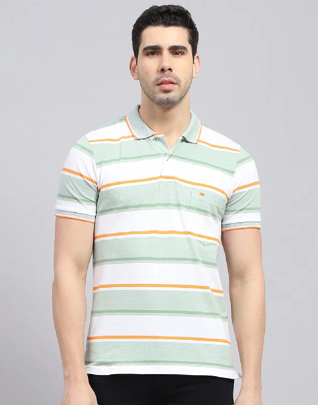Men's long sleeve classic fit polo shirts with embroidered logosMen Green Stripe Polo Collar Half Sleeve T-Shirt Men's long sleeve classic fit polo shirts with embroidered logosMen Green Stripe Polo Collar Half Sleeve T-Shirt