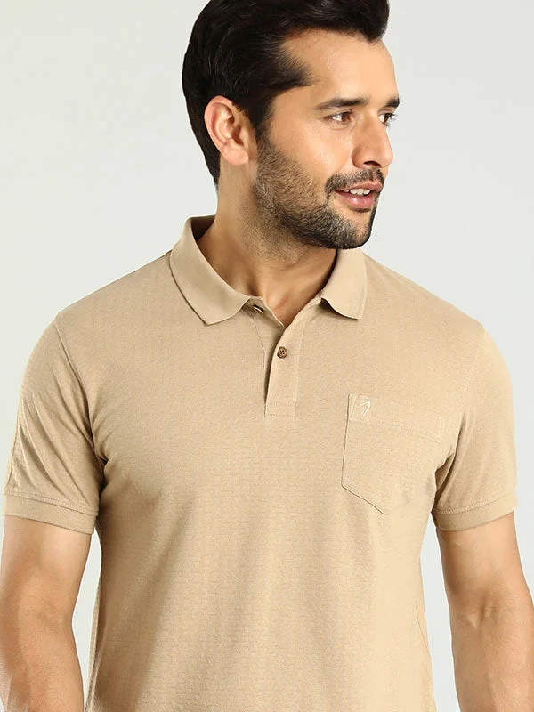 Men's button - down spread collar polo shirts for business casualMen Solid Polo T-Shirt