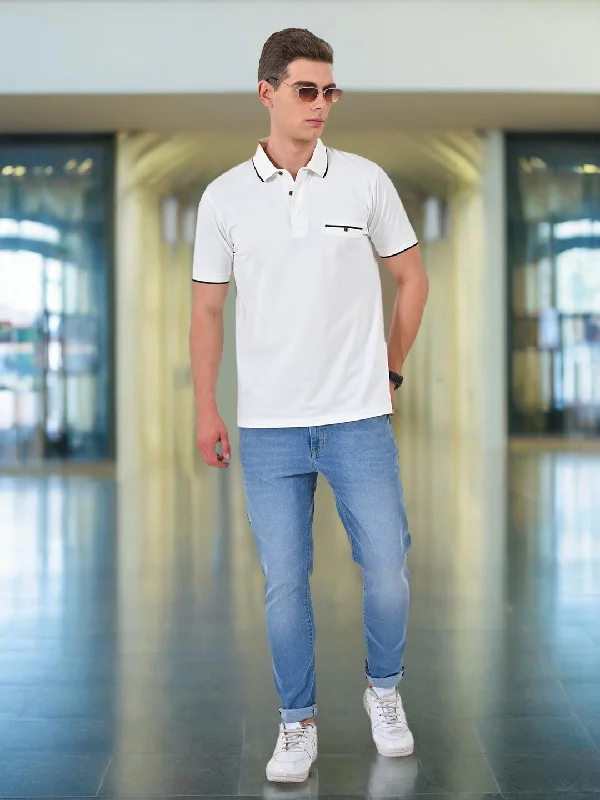 Men's jacquard woven polo shirts with intricate designsMen Solid Polo T-Shirt