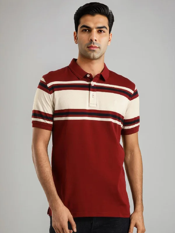 Men's plus size golf polo shirts in moisture wicking fabricMen Striped Polo T-Shirt