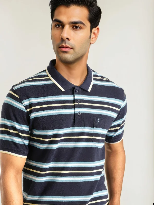 Men's UV - protected polo shirts for outdoor gardeningMen Striped Polo T-Shirt