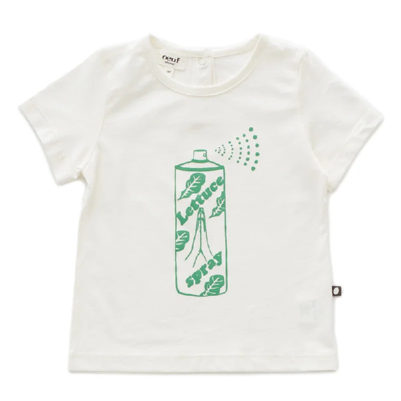 Men's thermal t - shirts with a high - neck design for cold weatherOeuf Tee Shirt White/Lettuce Spray Men's thermal t - shirts with a high - neck design for cold weatherOeuf Tee Shirt White/Lettuce Spray