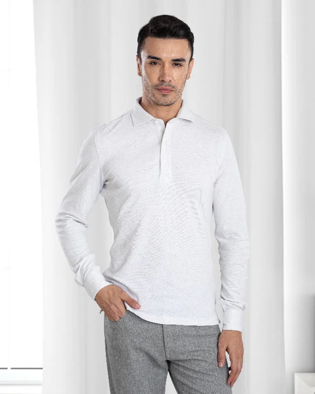 Men's breathable cotton blend polo shirts for summer outingsPolo Off White Heather