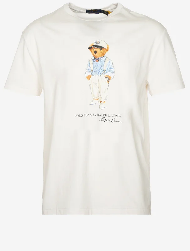 Men's stretchable athletic polo shirts for fitness workoutsClassic Fit Polo Bear Jersey T-Shirt White