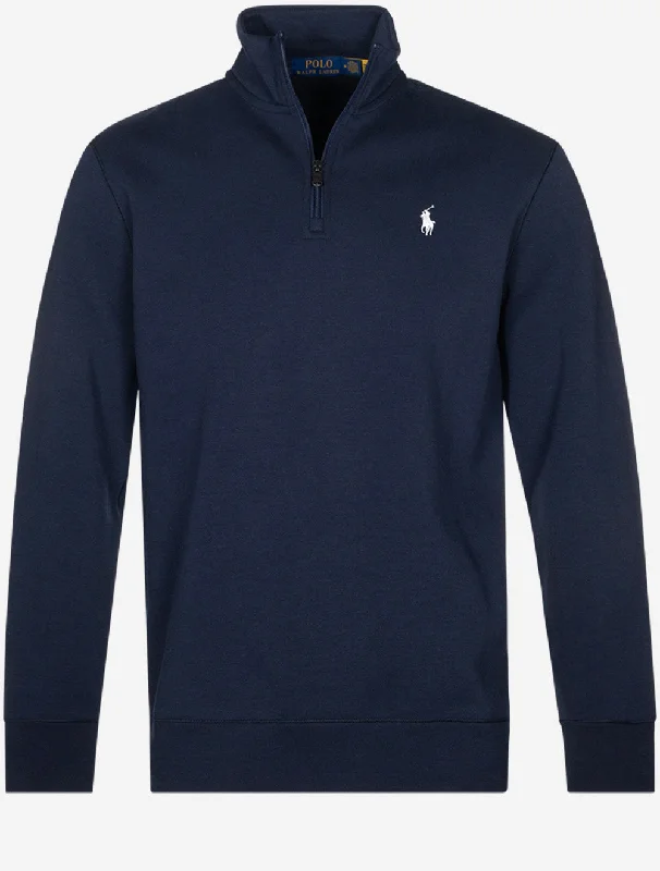 Men's button - down spread collar polo shirts for business casualDouble Knit Quarter Zip Navy Men's button - down spread collar polo shirts for business casualDouble Knit Quarter Zip Navy
