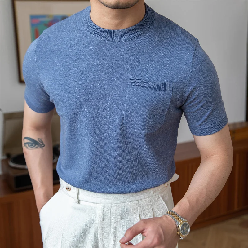 Men's stretchable athletic polo shirts for fitness workoutsRome Knitted Linen Blend T-Shirt Men's stretchable athletic polo shirts for fitness workoutsRome Knitted Linen Blend T-Shirt