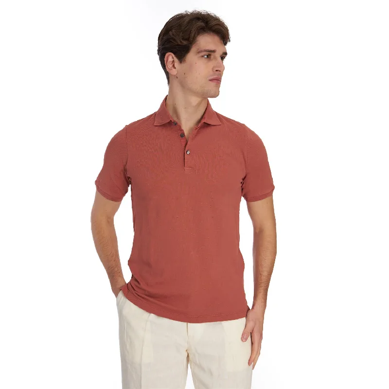 Men's breathable cotton blend polo shirts for summer outingsSALMON SHORT SLEEVE POLO Men's breathable cotton blend polo shirts for summer outingsSALMON SHORT SLEEVE POLO