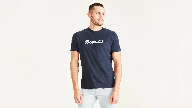Men's budget - friendly basic polo shirts in multiple colorsScript Graphic Tee, Slim Fit Men's budget - friendly basic polo shirts in multiple colorsScript Graphic Tee, Slim Fit