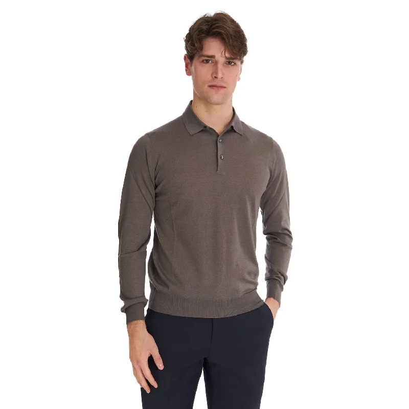 Men's lightweight performance polo shirts for tennis matchesTAUPE POLO SHIRT