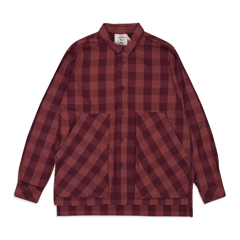 Men's distressed denim - look t - shirts with a rugged appeal1/8TH TAKAMURA CHECK POCKET RED BUTTON DOWN SHIRT Men's distressed denim - look t - shirts with a rugged appeal1/8TH TAKAMURA CHECK POCKET RED BUTTON DOWN SHIRT