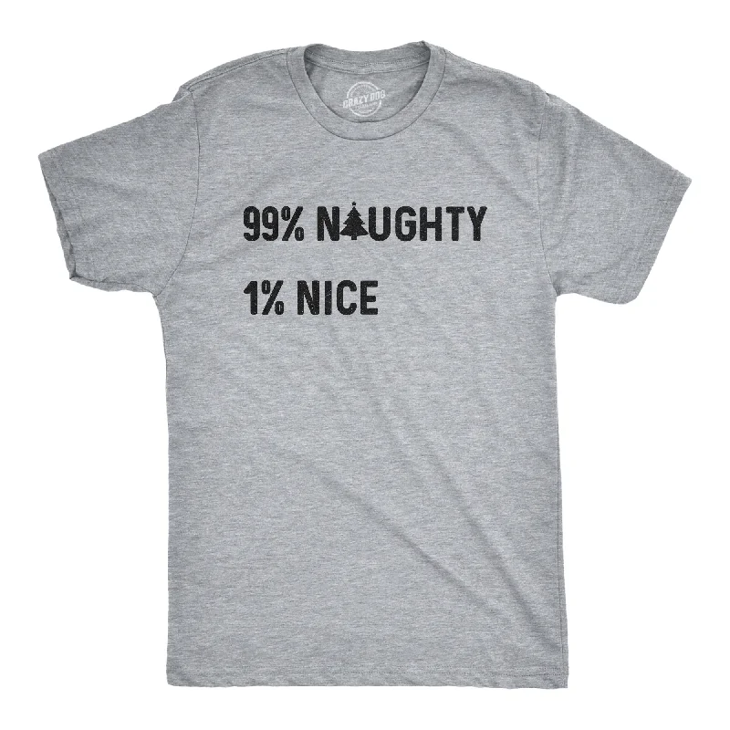 Men's long - sleeve henley t - shirts with button - down plackets99% Naughty 1% Nice Men's T Shirt Men's long - sleeve henley t - shirts with button - down plackets99% Naughty 1% Nice Men's T Shirt