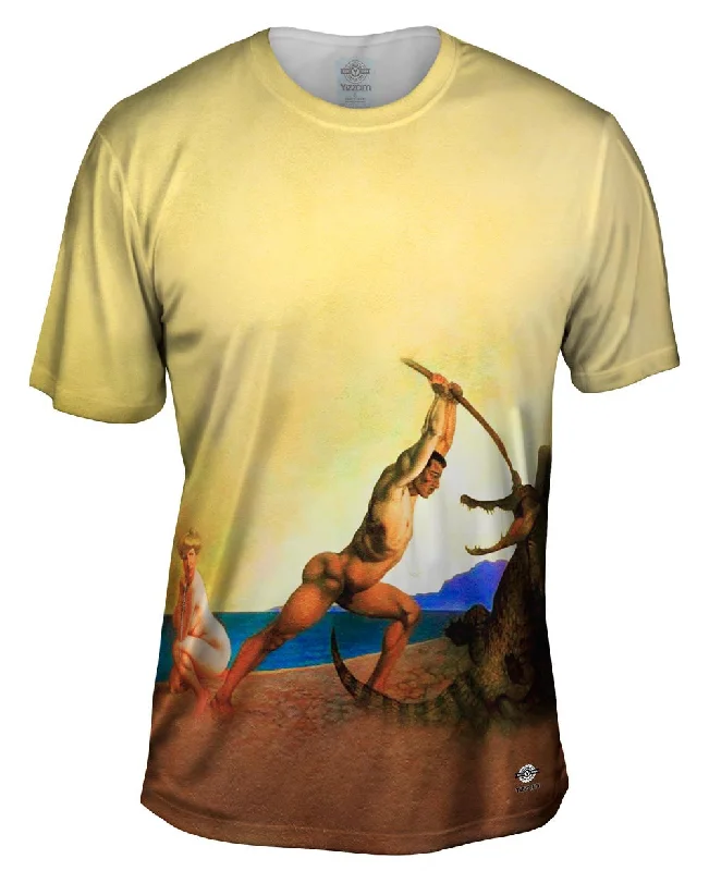 Men's organic cotton crew - neck t - shirts for everyday comfortAlbrecht Durer - "Persee Killing The Dragon" (1910) Men's organic cotton crew - neck t - shirts for everyday comfortAlbrecht Durer - "Persee Killing The Dragon" (1910)
