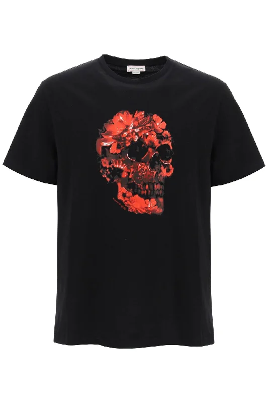 Men's organic cotton crew - neck t - shirts for everyday comfortAlexander Mcqueen Men's Wax Flower Skull Printed T-Shirt Men's organic cotton crew - neck t - shirts for everyday comfortAlexander Mcqueen Men's Wax Flower Skull Printed T-Shirt