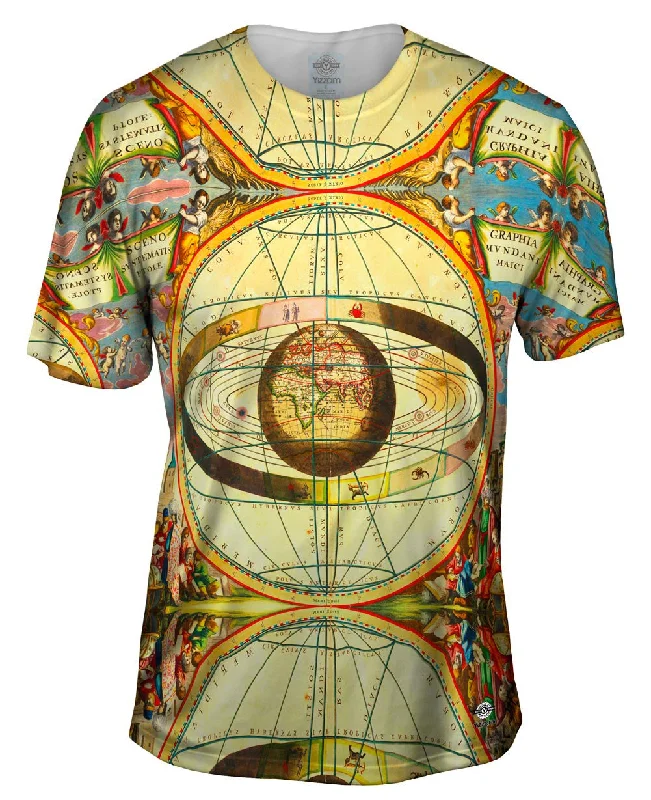Men's organic cotton crew - neck t - shirts for everyday comfortAntique Map Cellarius Ptolemaic System Men's organic cotton crew - neck t - shirts for everyday comfortAntique Map Cellarius Ptolemaic System
