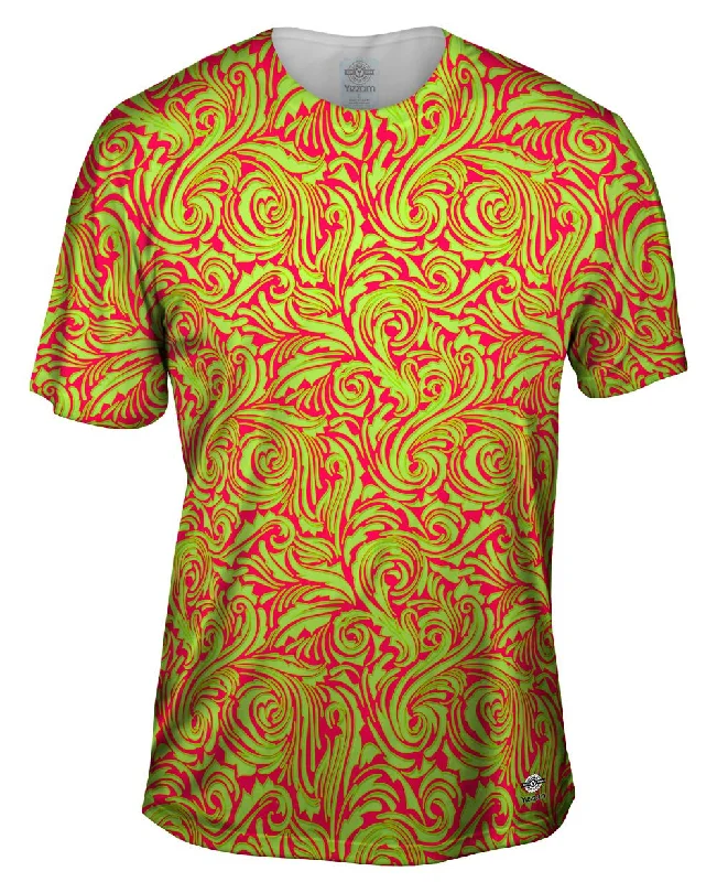 Men's organic cotton crew - neck t - shirts for everyday comfortAutumn Me Pink Leaf Swirls Pattern Men's organic cotton crew - neck t - shirts for everyday comfortAutumn Me Pink Leaf Swirls Pattern