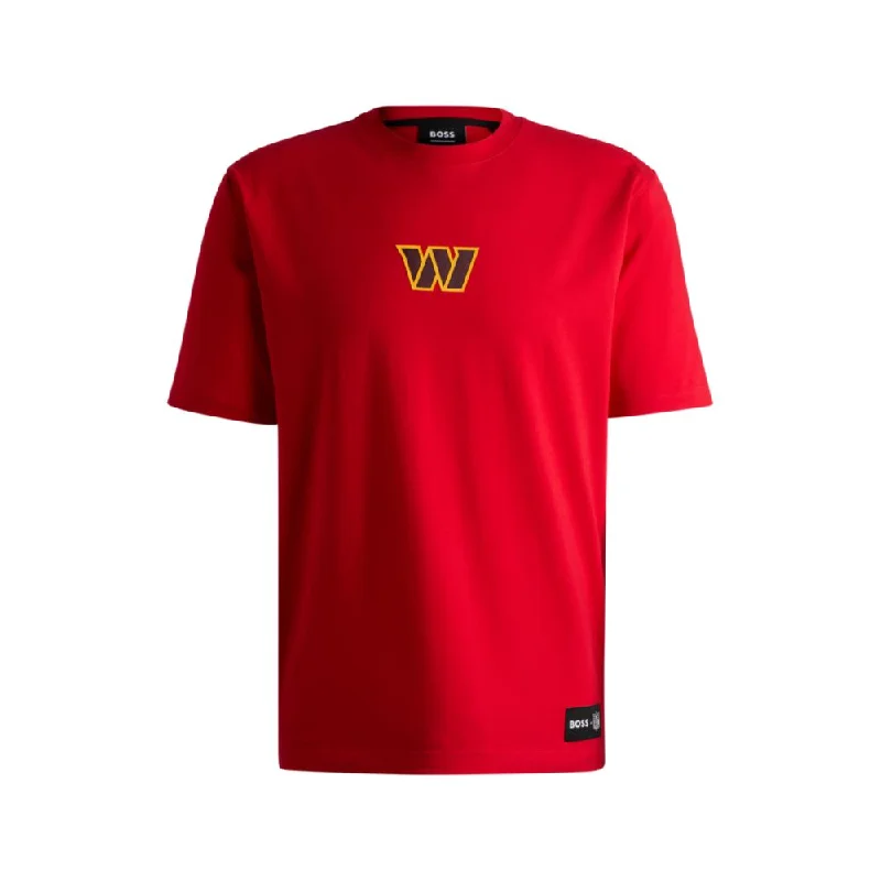 Men's short - sleeve linen t - shirts for summer beach outingsBOSS x NFL stretch-cotton T-shirt with special branding Men's short - sleeve linen t - shirts for summer beach outingsBOSS x NFL stretch-cotton T-shirt with special branding