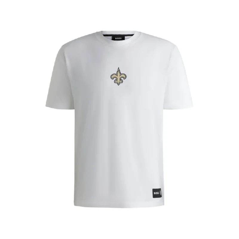 Men's printed Hawaiian t - shirts for tropical vacationsBOSS x NFL stretch-cotton T-shirt with special branding Men's printed Hawaiian t - shirts for tropical vacationsBOSS x NFL stretch-cotton T-shirt with special branding