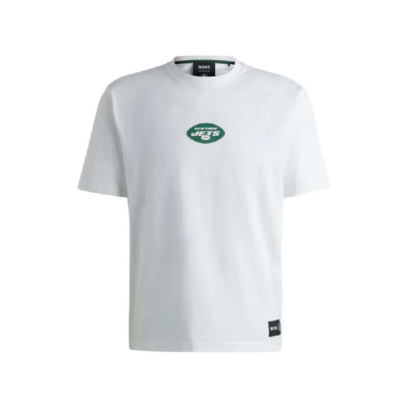 Men's short - sleeve linen t - shirts for summer beach outingsBOSS x NFL stretch-cotton T-shirt with special branding Men's short - sleeve linen t - shirts for summer beach outingsBOSS x NFL stretch-cotton T-shirt with special branding