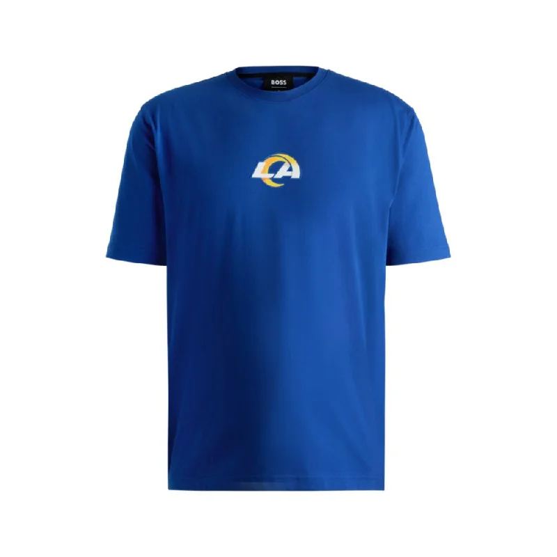 Men's short - sleeve linen t - shirts for summer beach outingsBOSS x NFL stretch-cotton T-shirt with special branding Men's short - sleeve linen t - shirts for summer beach outingsBOSS x NFL stretch-cotton T-shirt with special branding